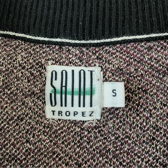 Saint Tropez Size Small Pink & Black Metallic Camouflage Mock Neck Rib Sweater - Picture 4 of 5